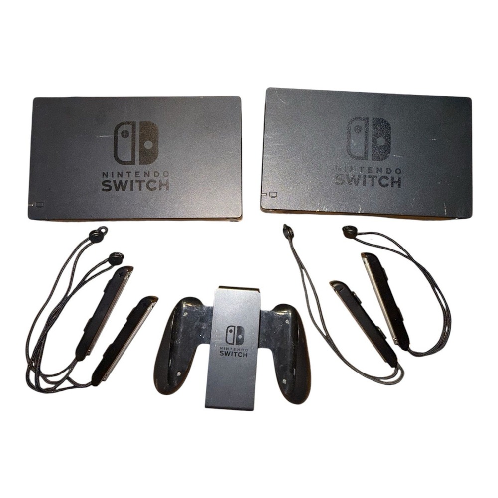 Official Nintendo Switch Lot 2 TV Docks 1 Joy-Con Grip 4 Wrist Straps WORKING